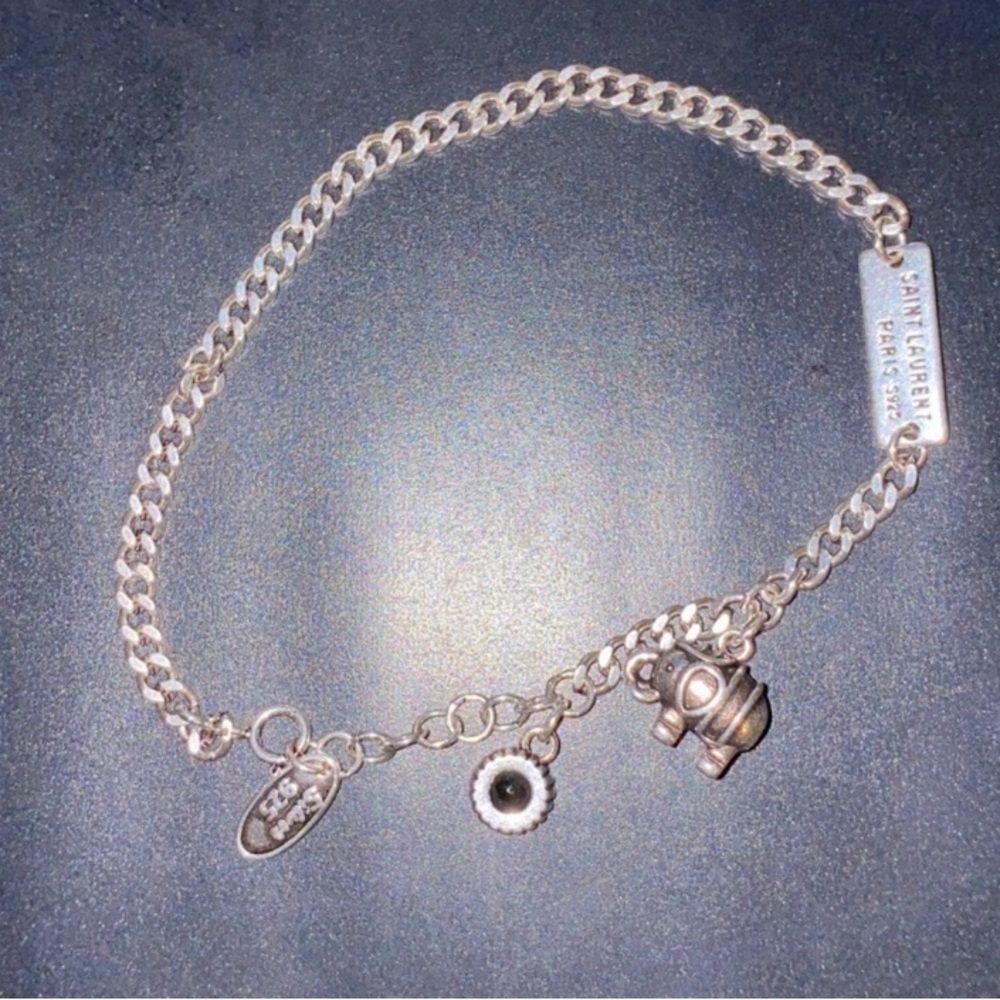 Elephant Charm Saint Laurent 925K Sterling Silver bracelet 8 Inches Jewelry